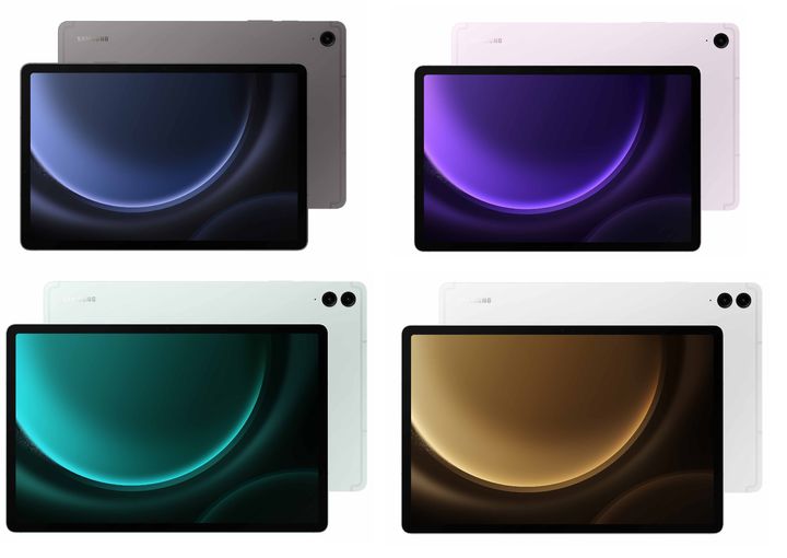 갤럭시 탭 S9 FE(위쪽)과 갤럭시 탭 S9 FE+. 색상은 왼쪽 위부터 시계방향으로 그레이, 라벤더, 실버, 민트. (사진=삼성전자 제공) *재판매 및 DB 금지