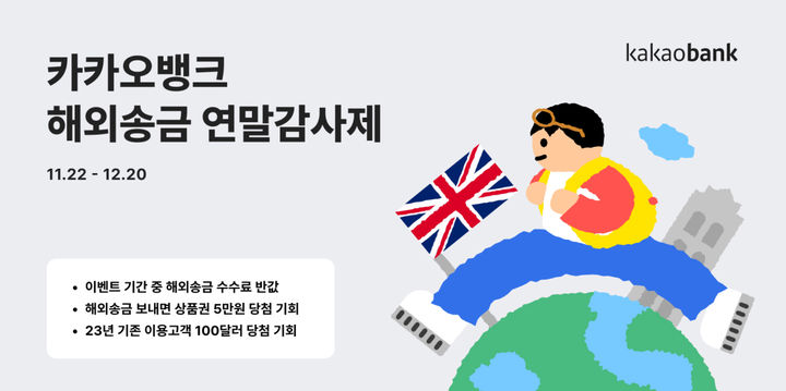 카카오뱅크, 해외계좌송금 수수료 50% 할인