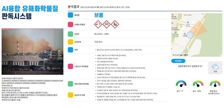 유해 화학물질 판독 시스템 화면 (사진=바이브컴퍼니 제공) *재판매 및 DB 금지