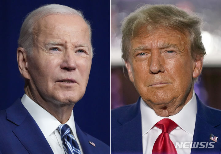 [AP/뉴시스] 조 바이든(왼쪽) 미국 대통령과 도널드 트럼프 전 대통령 2024.01.03.