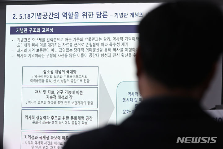 [광주=뉴시스] 이영주 기자 = 14일 오후 광주 동구 전일빌딩245에서 '옛 전남도청 전시콘텐츠 구현을 위한 전문가 초청 세미나'가 열리고 있다. 2023.12.14. leeyj2578@newsis.com