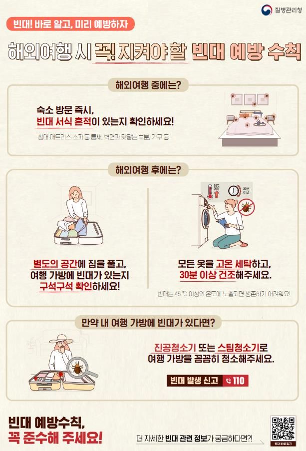 [세종=뉴시스]질병관리청의 해외여행 시 빈대 예방수칙 홍보 포스터. (자료=질병청 제공) 2023.12.20. photo@newsis.com *재판매 및 DB 금지