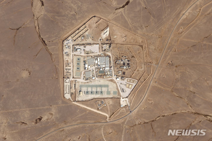 [AP/뉴시스] 요르단 북동부 소재 군사 기지 '타워22'의 지난해 10월 위성 사진. 2024.02.02.