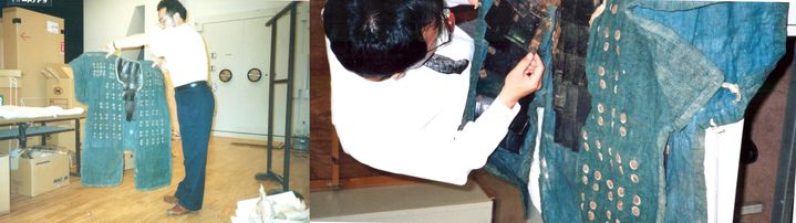 [울산=뉴시스] 김문길 한일문화연구소장이 일본 도요토미 히데요시성과 오사카성 소장 조선 의병장 갑옷(두정갑), 갑옷 속 계수나무 미늘(비늘)을 살펴보고 있다. photo@newsis.com *재판매 및 DB 금지