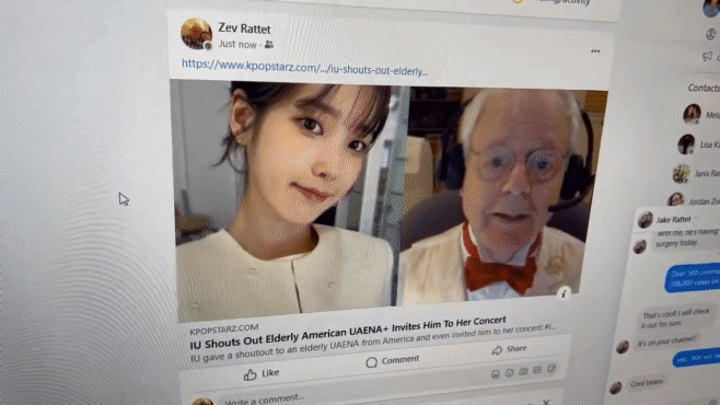 [서울=뉴시스]'할아버지 팬'이 아이유가 자신을 콘서트에 직접 초청했다는 소식을 접한 후 유튜브에 새 영상을 게재했다. (사진=유튜브 채널 'Zev Does KDrama' 캡처) *재판매 및 DB 금지