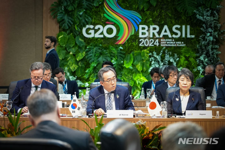 [서울=뉴시스] 조태열 외교부 장관은 21~22일(현지시간) 브라질 리우데자네이루에서 개최된 주요 20개국(G20) 외교장관회의에 참석했다. (사진= 외교부 제공) 