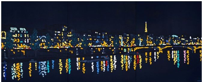 Walking by the River (The River #2), 2023. Acrylic on canvas, 200.6 x 495.3 cm © Yoon Hyup. Photo courtesy of the artist *재판매 및 DB 금지