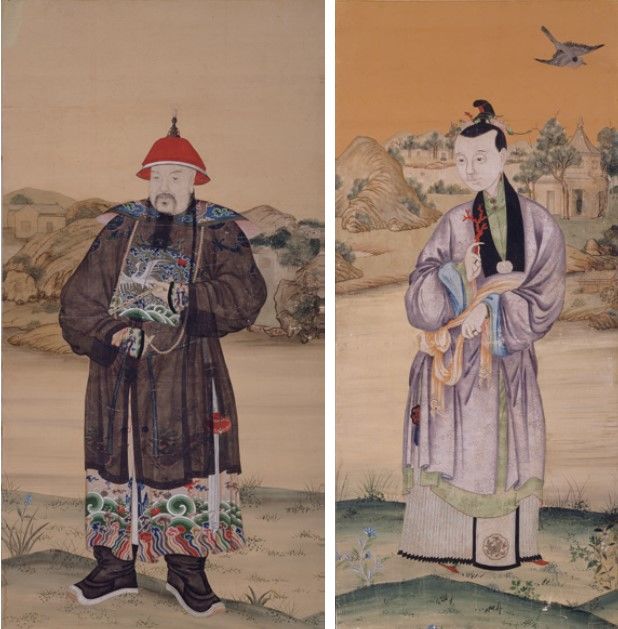 고관 부부초상 高官夫婦肖像 작자미상作者未詳 청淸 19세기 지본채색紙本彩色 남) 241.3cm × 121.5cm 여) 241.5cm × 109.0cm Portraits of Married Couple Anonymous Qing dynasty 19th century color on paper *재판매 및 DB 금지