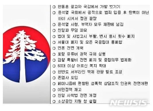 [서울=뉴시스]각종 온라인 커뮤니티에 떠돌고 있는 소나무당 공약. 실소를 자아내는 공약에 일부 누리꾼들은 '소나무당을 지지하겠다'는 게시글을 올리기도 했다. (사진=온라인 커뮤니티)