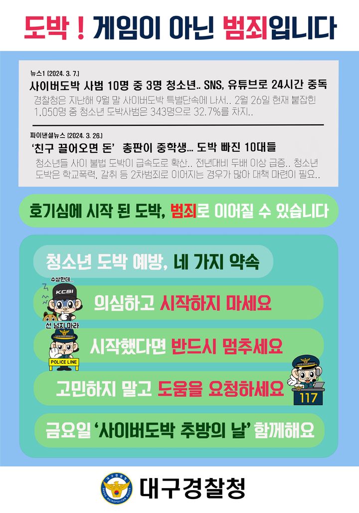 대구경찰, SPO 중심 청소년 도박 집중 예방 추진 *재판매 및 DB 금지