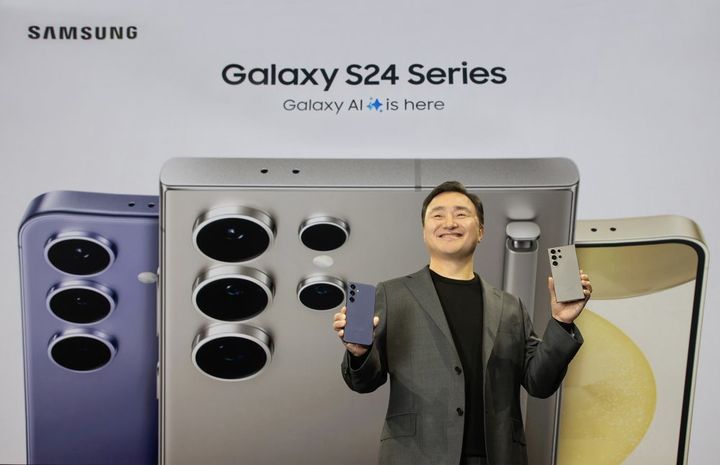 지난 1월 미국 새너제이에 위치한 SAP센터에서 개최된 '갤럭시 언팩 2024(Galaxy Unpacked 2024)' 행사에서 '갤럭시 S24 시리즈'를 소개하는 삼성전자 MX사업부장 노태문 사장. *재판매 및 DB 금지