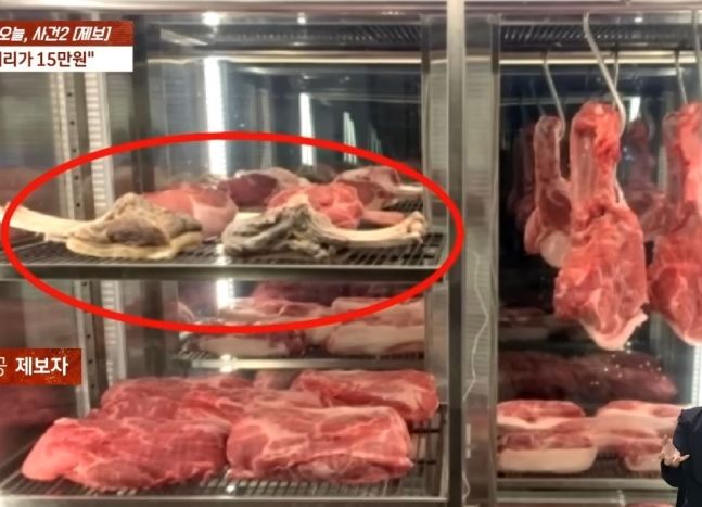 손님에게 비곗덩어리 삼겹살을 팔아 논란이 됐던 제주 유명 식당에 대해 식당 전 직원이 "상한 고기를 팔기도 했다"고 폭로했다. (사진=JTBC '사건반장' 캡처) *재판매 및 DB 금지