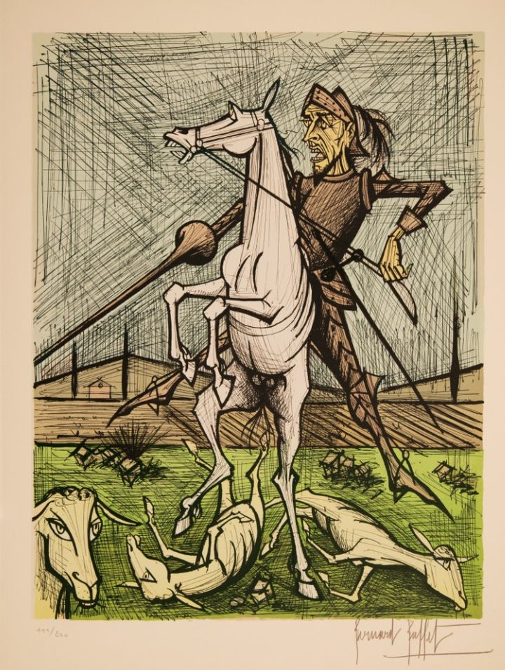 Bernard Buffet, Don Quichotte - Les troupeaux de moutons, 1989, Lithographie, 78x56cm, © Bernard Buffet ADAGP, Paris - SACK, Seoul, 2024 *재판매 및 DB 금지