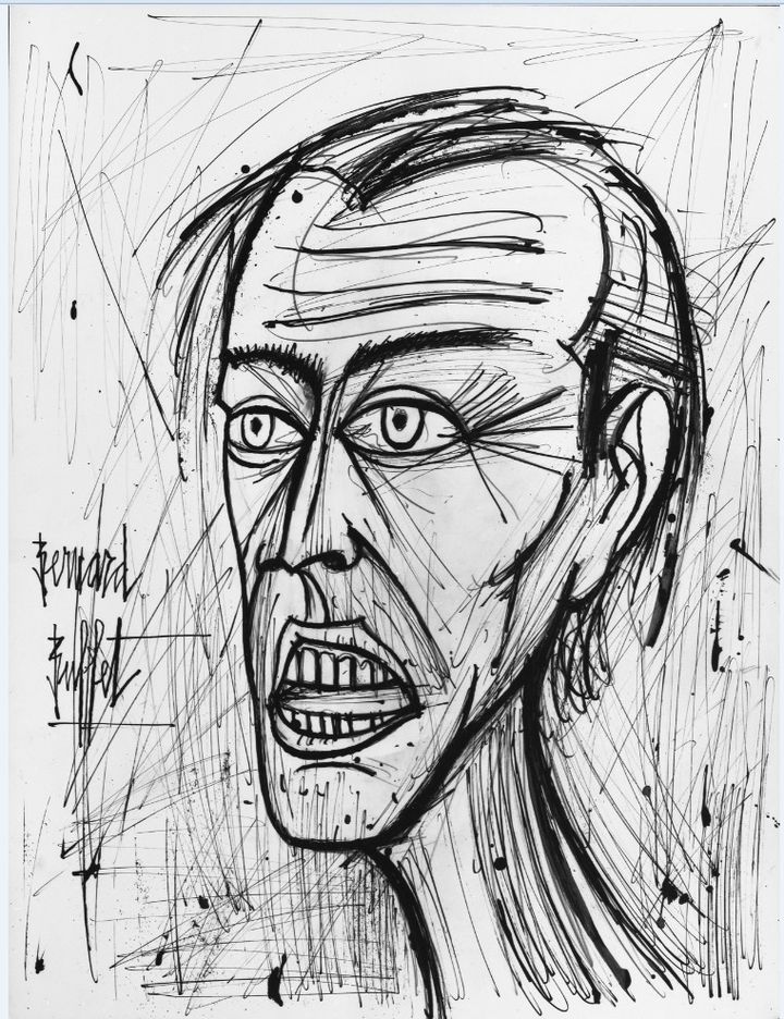 Bernard Buffet, Autoportrait, 1993, Dessin à l'encre de Chine sur papier, 65x50cm, © Bernard Buffet ADAGP, Paris - SACK, Seoul, 2024 *재판매 및 DB 금지