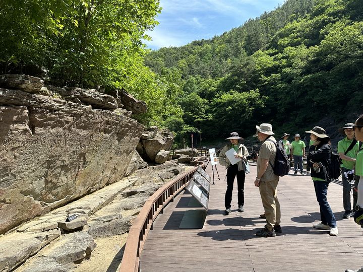 [서울=뉴시스] '반구천의 암각화' 국제기념물유적협의회( 현장실사 (사진=국가유산청 제공) 2024.06.03. photo@newsis.com *재판매 및 DB 금지