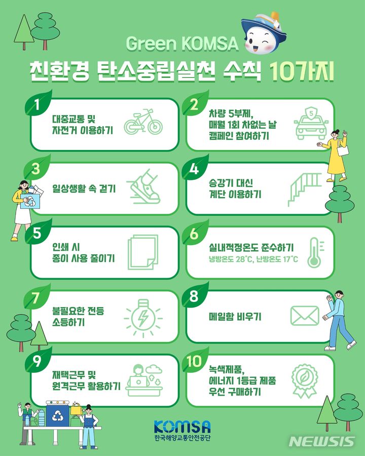 [서울=뉴시스] Green KOMSA 친환경·탄소중립 실천 수칙 10가지.