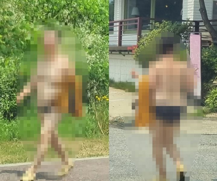 [서울=뉴시스] 경기도 양평에서 한 중년 여성이 백주대낮에 속옷만 걸친 채 길거리를 돌아다니는 충격적인 일이 발생했다. (사진=경기일보) *재판매 및 DB 금지