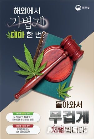 외교부·법무부·식약처, 해외 대마제품 위험성 홍보 전개