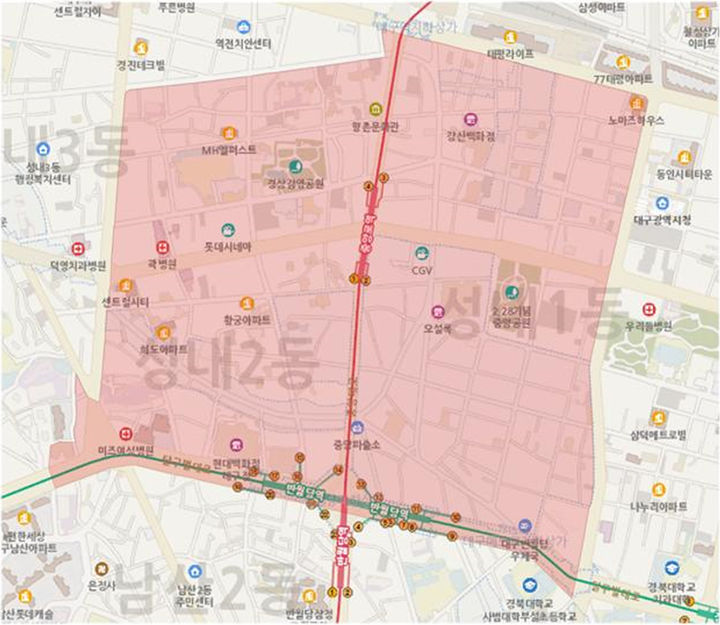 [대구=뉴시스]대구시 중구 동성로 관광특구 지정 구역도면(사진=대구시 제공) 2024.07.21 photo@newsis.com *재판매 및 DB 금지