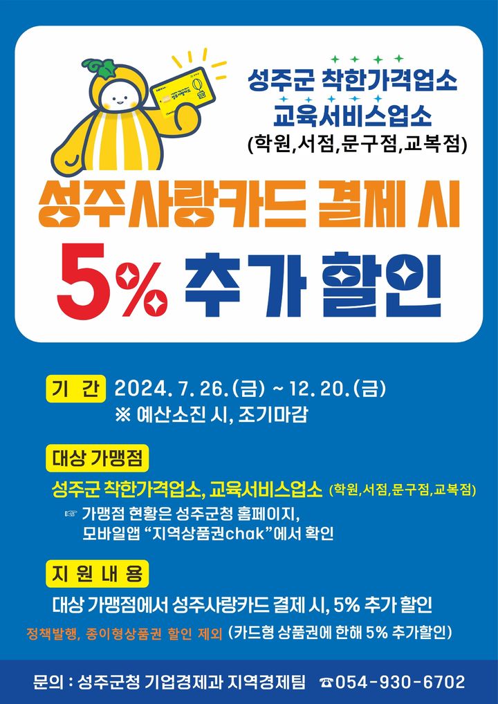 성주사랑카드 결제 시 5% 추가 할인 (사진=성주군 제공) *재판매 및 DB 금지