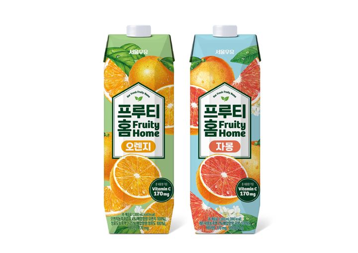 신제품 프루티홈 오렌지·자몽 2종. (사진=서울우유협동조합 제공) *재판매 및 DB 금지