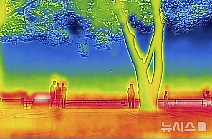 [서울=뉴시스] 정병혁 기자 = 폭염이 연일 이어지고 있는 11일 서울 중구 남산에서 바라본 도심이 붉게 보이고 있다. 열화상 카메라로 촬영한 사진은 온도가 높을수록 붉은색, 낮을수록 푸른색을 나타낸다. 2024.08.11. jhope@newsis.com