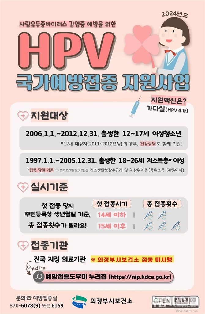 [의정부=뉴시스] 사람유두종 바이러스(HPV) 백신 무료 접종. (사진=의정부시 제공) 2024.08.17 photo@newsis.com