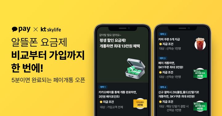 KT스카이라이프가 카카오페이에서 스카이라이프 상품(알뜰폰+방송+인터넷)을 판매한다고 3일 밝혔다.(사진=KT스카이라이프) *재판매 및 DB 금지