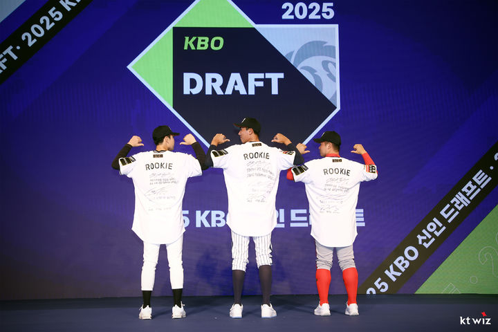 프로야구 KT 위즈가 2025 KBO 신인드래프트를 위해 선배들의 응원 메시지가 담긴 유니폼을 준비했다. (사진=KT 제공) *재판매 및 DB 금지