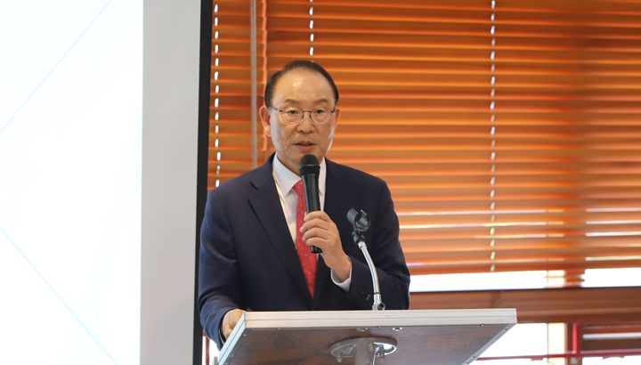 최운열 한국공인회계사회 회장이 26일 여의도에서 열린 '취임 100일 기자간담회'에서 발언하고 있다. (사진=한국공인회계사회 제공) *재판매 및 DB 금지