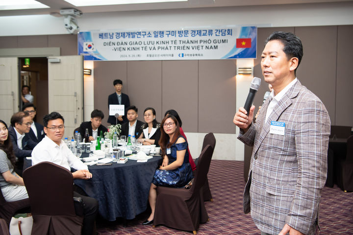 경제교류 간담회서 인사하는 김장호 구미시장 (사진=구미시 제공) *재판매 및 DB 금지