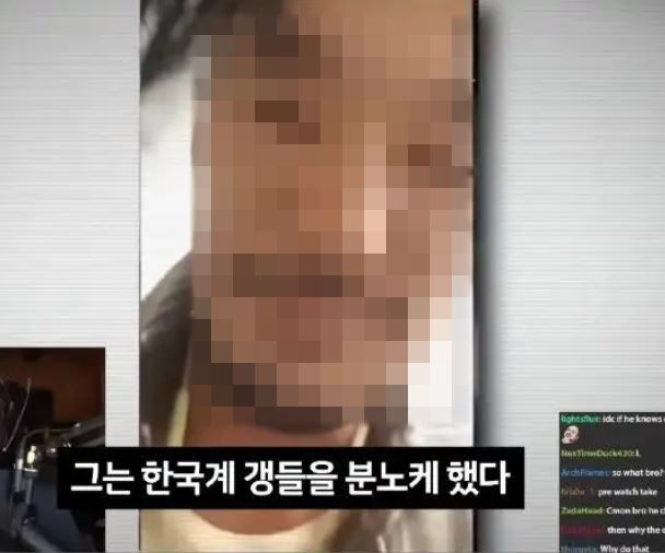 자신을 갱스터라고 밝힌 한국계 남성이 소말리를 향해 경고하고 있다. (출처=해외 거주 한인 네트워크 'bada') *재판매 및 DB 금지