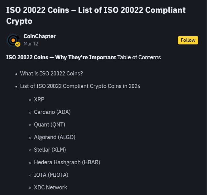 “내년에 주목받을 알트코인” …공통점은?–ISO 20022 준수 코인이 뭐길래