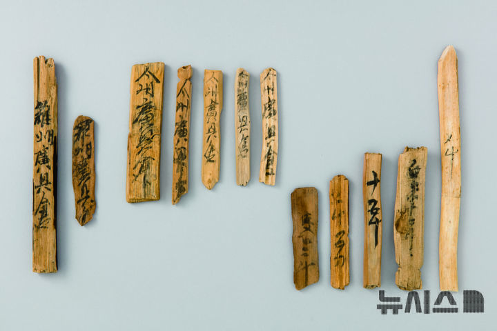 [서울=뉴시스]마도4호선에서 나온 목간. 국가유산청 제공