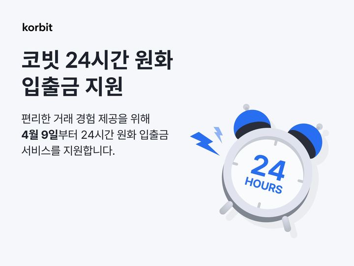 코빗, 24시간 원화 입출금 지원