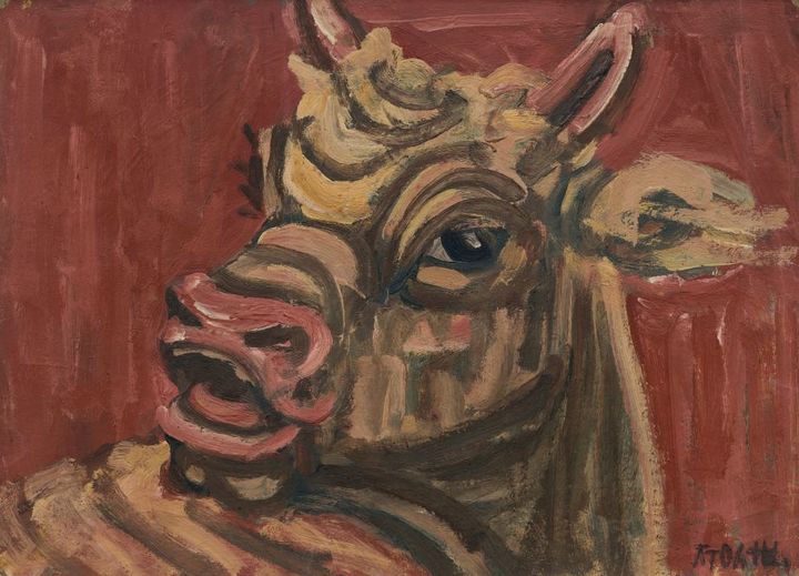 이중섭(1916-1956), 〈황소〉, 1950년대, 종이에 유화 물감, 26.5×36.7cm, 국립현대미술관 이건희컬렉션. *재판매 및 DB 금지