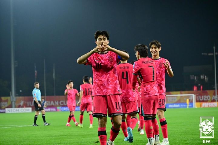 [서울=뉴시스] 2025 아시아축구연맹(AFC) 20세 이하(U-20) 아시안컵 당시 U-20 축구대표팀 공격수 김태원. (사진=대한축구협회 제공) *재판매 및 DB 금지