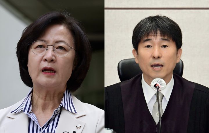 [서울=뉴시스] 추미애 더불어민주당 의원(왼쪽)과 지귀연 부장판사(오른쪽). (출처=뉴시스DB) 2025.05.15. photo@newsis.com *재판매 및 DB 금지