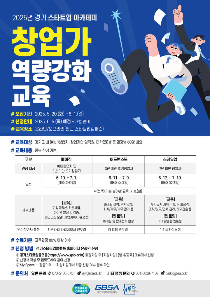 경기도 '스타트업 아카데미' 참여자 180명 모집