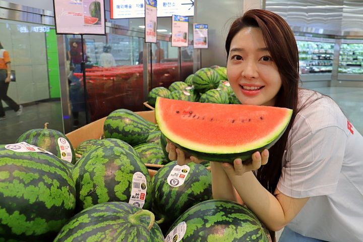[서울=뉴시스]롯데마트는 여름 더위를 앞두고 '꿀맛 수박 페스티벌'을 진행한다고 21일 밝혔다.(사진=롯데마트 제공) *재판매 및 DB 금지