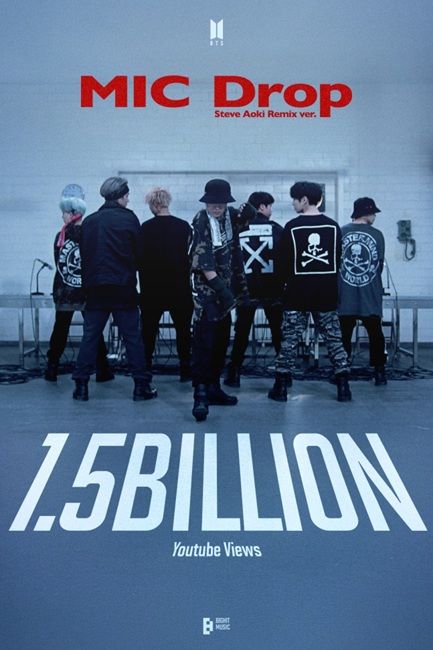 BTS '마이크 드롭' 뮤직비디오 15억뷰 돌파…통산 4번째