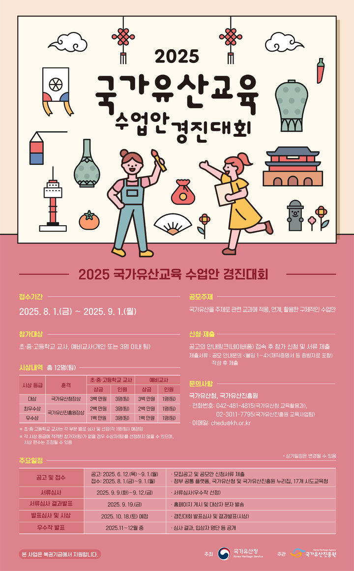 국가유산진흥원 국가유산 수업안 경진대회…총 상금 2400만원
