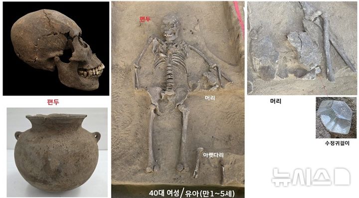 폰테크 달인 ‘편두’ 유적지 김해 예안리고분군, 유아 안은 40대 여성 발굴 