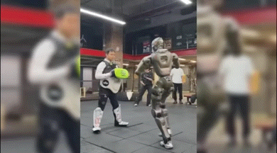 "뼈 부러질 뻔"…사람 차는 中 로봇, 안전성 도마