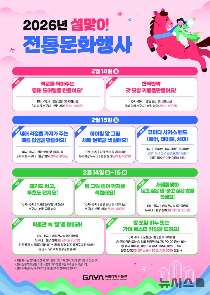 국립김해박물관, 설맞이 전통문화행사 체험프로그램 다양