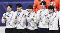 쇼트트랙 남자 5000m 계주 은메달 [뉴시스Pic]