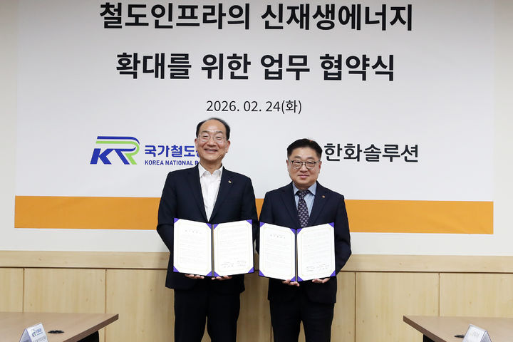 철도공단, 한화큐셀과 '철도형 재생에너지 개발' 맞손