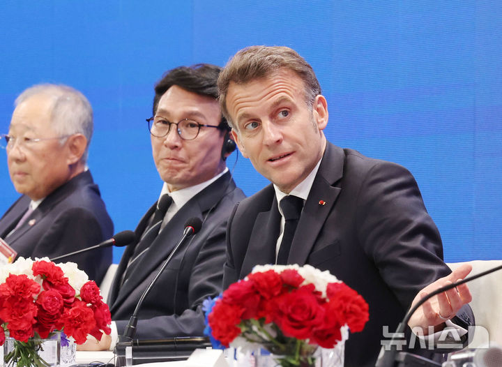 발언하는 마크롱 프랑스 대통령