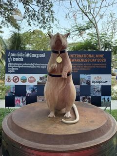 "수백 개 지뢰 찾아냈다"…캄보디아 '영웅 쥐' 석상 세워져
