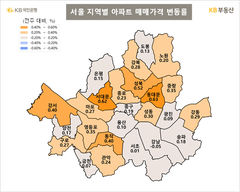 KB "서울 집값 0.25% 상승…강남구 6주 연속 하락"